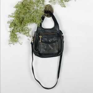 Vintage Fossil Black Leather Handbag Crossbody 🌿